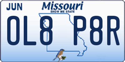 MO license plate OL8P8R