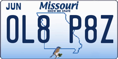 MO license plate OL8P8Z