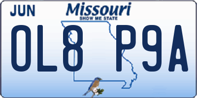 MO license plate OL8P9A