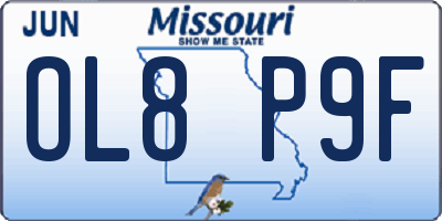 MO license plate OL8P9F