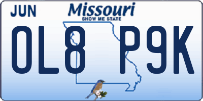 MO license plate OL8P9K