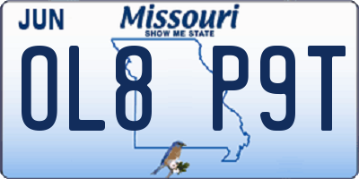MO license plate OL8P9T