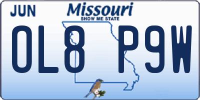 MO license plate OL8P9W