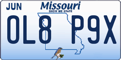 MO license plate OL8P9X