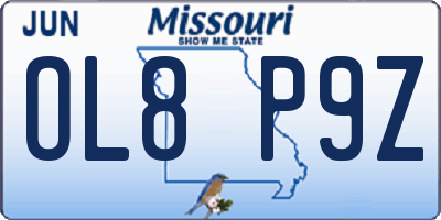MO license plate OL8P9Z