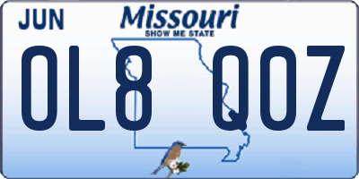 MO license plate OL8Q0Z