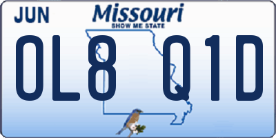 MO license plate OL8Q1D