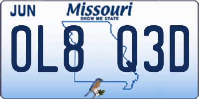 MO license plate OL8Q3D