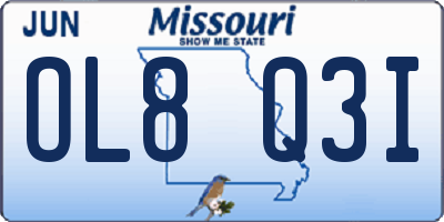 MO license plate OL8Q3I