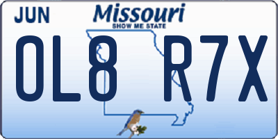 MO license plate OL8R7X