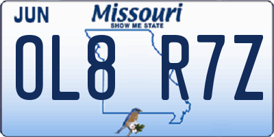 MO license plate OL8R7Z