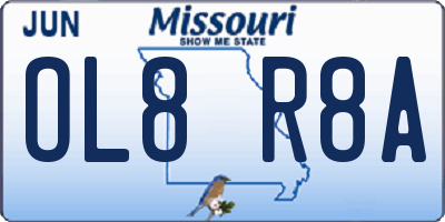 MO license plate OL8R8A