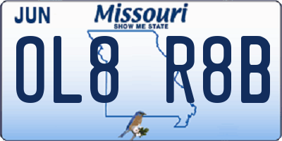 MO license plate OL8R8B