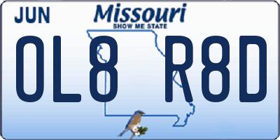 MO license plate OL8R8D