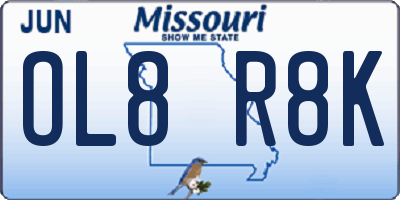 MO license plate OL8R8K