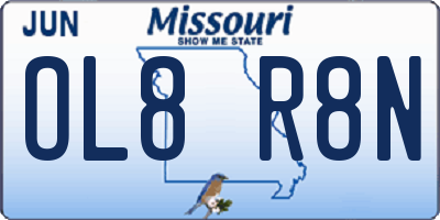 MO license plate OL8R8N