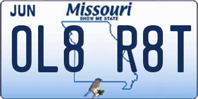 MO license plate OL8R8T