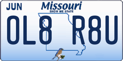 MO license plate OL8R8U