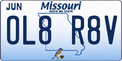 MO license plate OL8R8V