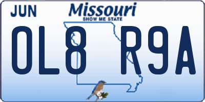 MO license plate OL8R9A