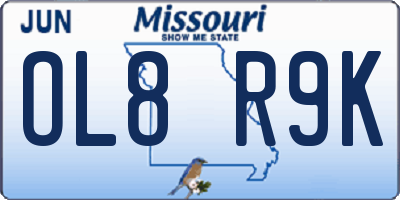 MO license plate OL8R9K