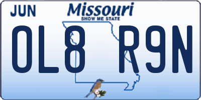MO license plate OL8R9N
