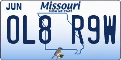 MO license plate OL8R9W