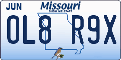 MO license plate OL8R9X