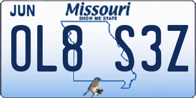 MO license plate OL8S3Z