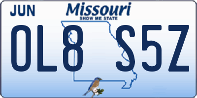 MO license plate OL8S5Z