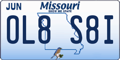 MO license plate OL8S8I