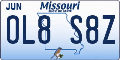 MO license plate OL8S8Z
