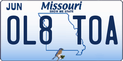 MO license plate OL8T0A
