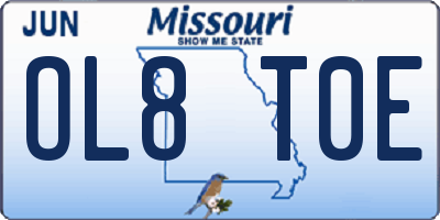 MO license plate OL8T0E