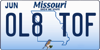 MO license plate OL8T0F