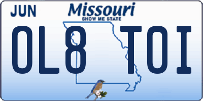 MO license plate OL8T0I