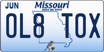 MO license plate OL8T0X