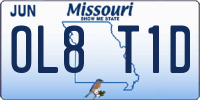 MO license plate OL8T1D