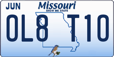 MO license plate OL8T1O