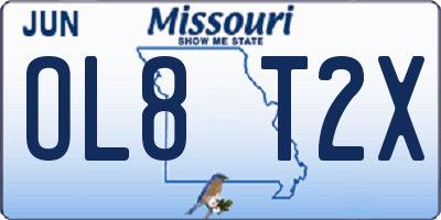 MO license plate OL8T2X