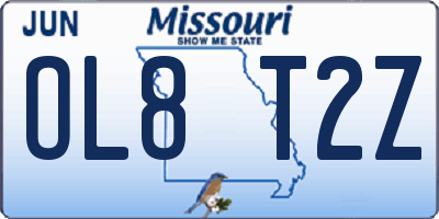 MO license plate OL8T2Z