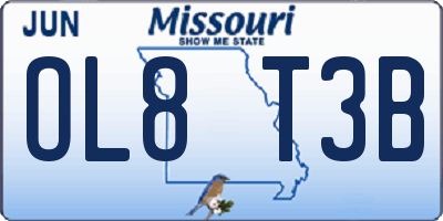 MO license plate OL8T3B