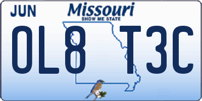 MO license plate OL8T3C