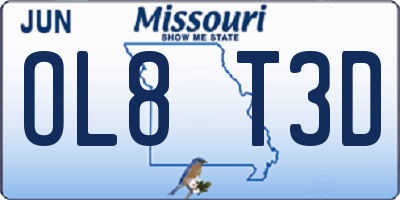 MO license plate OL8T3D