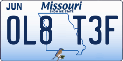 MO license plate OL8T3F