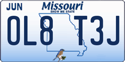 MO license plate OL8T3J