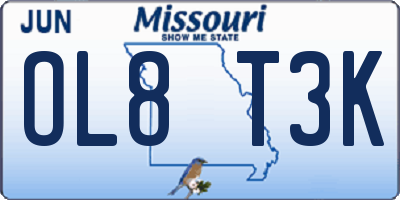 MO license plate OL8T3K