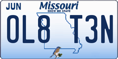 MO license plate OL8T3N