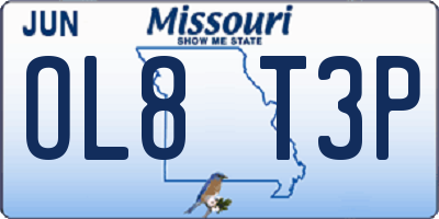 MO license plate OL8T3P