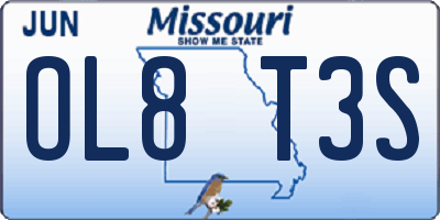 MO license plate OL8T3S